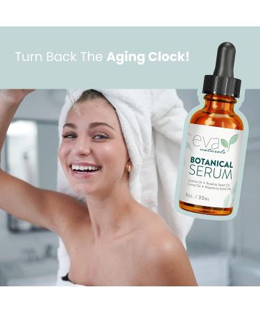 Eva Naturals Botanical Anti-Aging Face Oil Serum with Jojoba, Rosehip Seed & Vitamin E - Hydrating Facial Serum for Dry Skin - 1 oz - Buy Online on GoSupps.com