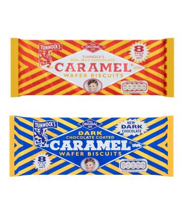 Tunnock s Milk Chocolate Caramel Wafers and Tunnocks Dark Chocolate Caramel Wafers
