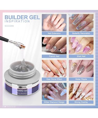 Morovan Builder Gel Nail Kit - 6 Colors UV Gel Set for Nail Extension | Clear & White Hard Gel with Forms Brush | DIY Nail Art Supplies for Beginners - Buy Online on GoSupps.com