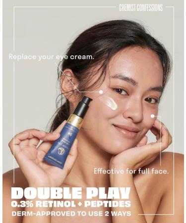 Chemist Confessions Double Play Retinol Face & Eye Cream - Anti-Aging Moisturizer with Peptides for Fine Lines Wrinkles & Uneven Texture - Gentle Retinol Eye Treatment - Buy Online on GoSupps.com