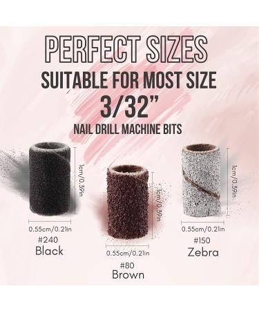 Makartt Nail Drill Bits Sanding Bands #80#150#240 Grits 300Pcs Zebra Brown Set for Acrylic Nails - Professional Manicure Pedicure Tools - Buy Online on GoSupps.com