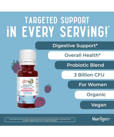 MaryRuth Organics Probiotic Digestion (Raspberry) for Women 40+ & Lymphatic Cleanse Drops | USDA Organic Clean Label Project Verified | Vitamins for Gut Health and Immunity | Vegan Gluten Free - Buy Online on GoSupps.com