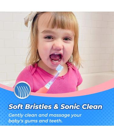 Papablic Gina Toddler Sonic Electric Toothbrush (4 Pack) - Cute Dino Covers, 4 Replacement Brush Heads for Ages 1-3 - Buy Online on GoSupps.com