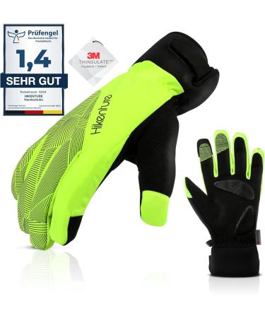 Hikenture Waterproof Winter Gloves for Men & Women - Windproof Ski & Cycling Gloves with Gel Padding | Thermal Outdoor Gloves in Yellow-Green - Buy Online on GoSupps.com