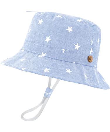 XYIYI Kids Bucket Hat Adjustable Sun Hats Breathable Beach Hat for Boys Girls 2-4 Years Star Light Blue
