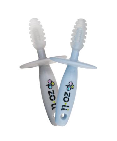 ZoLi Chubby Gummy teether | 2 Pack Baby Teething Relief - Blue / Grey BPA Free Teething Stick