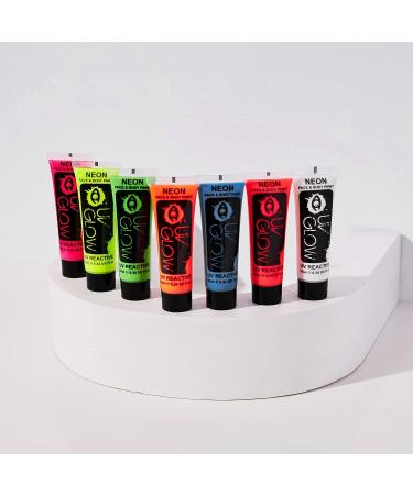 UV Body Paint Set - 7 Luminous Neon Colors (10ml Each) for Black Light Body Painting - Buy Online on GoSupps.com