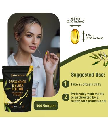 DefenseDose Oil of Oregano Black Seed Oil - 300 Softgels 6000mg Oregano Herb Strength 200mg Blackseed - High Carvacrol Thymoquinone for Antioxidant Immune Support - Non-GMO Softgel Supplement Capsule 300 Count (Pack of 1) - Buy Online on GoSupps.com