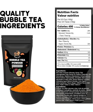 Bubble Tea Powder Kit | Passionfruit Flavor | 1LB (454g) | 18 Servings | Instant Boba Drink Mix for Smoothies and Tapioca Pearl Milk Tea Passion Fruit - Buy Online on GoSupps.com