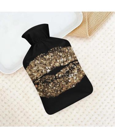 Golden Lips Hot Water Bottle with Plush Cover | Hand Warmer for Adults & Children | 26.5x15.3cm | International Shipping Available - Buy Online on GoSupps.com