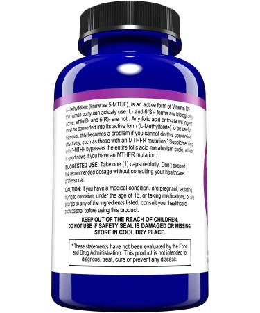 MD. Life L-Methylfolate 2.5 mg - Professional Strength MTHFR Support Supplement - 90 Vegan Capsules - Buy Online on GoSupps.com