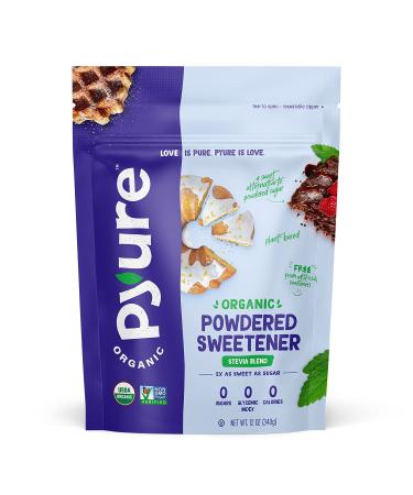 Pyure Organic Powdered Stevia Sweetener Blend Confectioners Sugar Substitute Keto 12 oz (340 g)