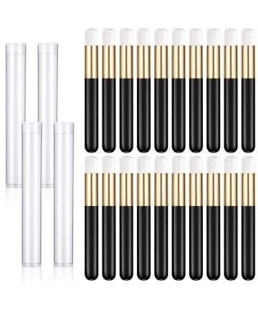 24 Pieces Lash Shampoo Brushes Set with Transparent Travel Plastic Tubes  Eyelash Extensions Nose Pore Deep Cleaning Brush Peel off Blackhead Removing Brush Tool Cosmetic Lash Cleanser Brush (Black)