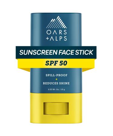 Oars + Alps Matte Face Sunscreen Stick, SPF 50 Travel Sunscreen Roll On for Face & Body, Fragrance Free, Water & Sweat Resistant Sunblock, All Skin Types, Dermatologist Tested, Moisturizing