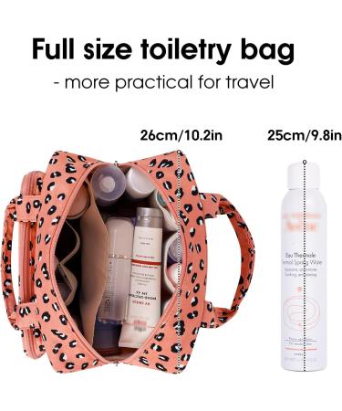 Full Size Orange Leopard Travel Toiletry Bag for Women - Large Makeup Organizer - Buy Online on GoSupps.com