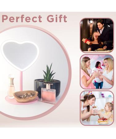 Pink Heart Mirror with Lights - Heart Shaped Vanity Mirror for Pink Room Decor and Makeup Desk - Buy Online on GoSupps.com