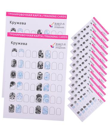 DOITOOL 24 Sheets Coloring Exercise Book Clipper Grippers Nail Stamper Manicure Training Kit Nail Hand Practice Nail Art Art Practice Tool Nail Kits Line Drawing Paper Painted White