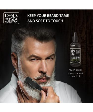 Dead Sea Collection Amber Wood Scented Beard Oil for Men - Nourishing Beard Care & Mustache Moisturizer - 4 Fl. Oz - Buy Online on GoSupps.com