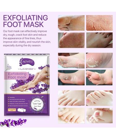 3 Pack Foot Peel Mask Exfoliating Foot Socks Calluses Remover Dead Skin Aloe Moisturizing Feet Peeling Mask for Dry Skin Cracked Heels Foot SPA Socks for Women and Men Lavender - Buy Online on GoSupps.com