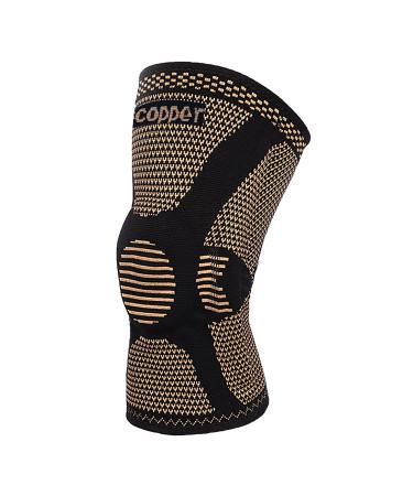 Professional Copper Knee Brace (1pc) Knee Compression Sleeve Support for Men Women.Patella Gel Pads & Side Stabilizers Protect Meniscus Tear ACL Arthritis Joint Pain Relief 1002CL Large Black