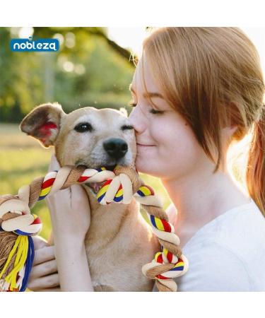 Nobleza 100% Cotton Dog Toy Rope - Enhance Mental & Dental Health for All Dogs (Beige & Braun 68cm) - Buy Online on GoSupps.com