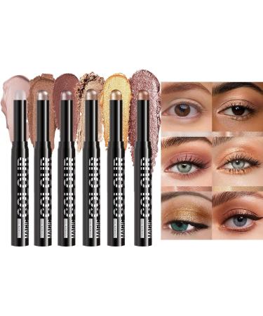 Eyeshadow Stick - Silky Glitter Castle Shiny Pen | Studio 6 Colors with Smooth Finish for Cream Eyeshadow for Holiday Wedding Street Style - Buy Online on GoSupps.com