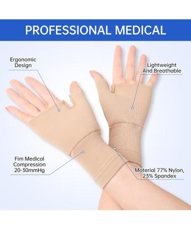 Arthritis Compression Gloves for Pain Relief - XXL Light Coffee - Ideal for Typing & Daily Work - Buy Online on GoSupps.com
