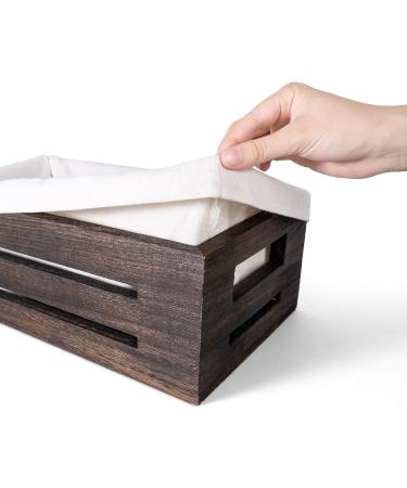 Dahey Toilet Tank Paper Basket Organizer- 2 Pack Wooden Storage Bins for Bathroom and Closet with Handles and Washable Liner - Buy Online on GoSupps.com