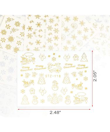 MWOOT 16 Sheets Gold Silver Mixed Nail Art Stickers Christmas Snowflake Deer Head Flowers Christmas Tree Nail Water Transfer Sticker Decals Set for DIY Nail Tips Decoration - Buy Online on GoSupps.com