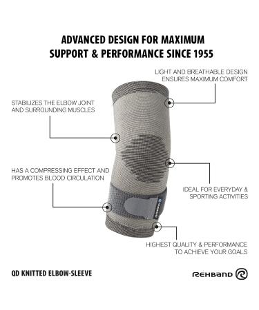 Rehband Knitted Elbow Sleeve - Elbow Support for Work Sports & Daily Life | Stabilizes Joints & Muscles | Grey | Large/X-Large - Buy Online on GoSupps.com