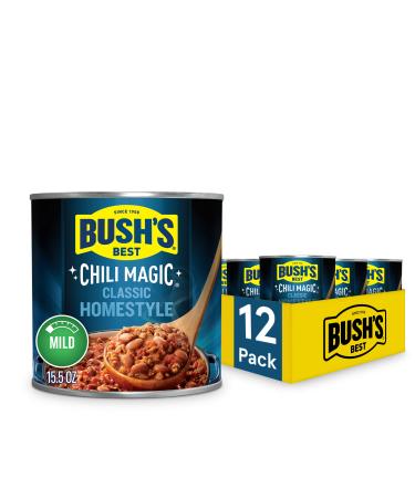 BUSH'S BEST Canned Chili Magic Chili Beans Starter Traditional Recipe (Pack of 12), Source of Plant Based Protein and Fiber, Low Fat, Gluten Free, 15.5 oz - Buy Online on GoSupps.com