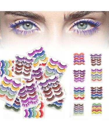 Allbestaye 5 Pairs Colorful Handmade False Eyelashes - Green Purple Brown for Party Makeup - Buy Online on GoSupps.com