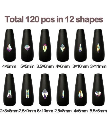 Nail Art Rhinestones Set - 2640 Pcs Flat Back Crystals for Face Gems, Craft Decorations | Includes Picker Pencil & Tweezers (120 Multi-Shaped & 2520 Clear AB Round Rhinestones) - Buy Online on GoSupps.com