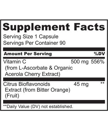 NATURELO Vitamin C with Organic Acerola Cherry and Natural Citrus Bioflavonoids - 90 Capsules - Buy Online on GoSupps.com