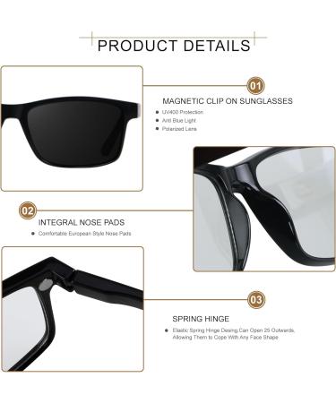 ANDWOOD Blue Light Blocking Reading Glasses | Polarized UV Protection Sunglasses for Men & Women | Anti-blue Light Lens 1.5x - Black - Buy Online on GoSupps.com