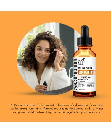 ArtNaturals Anti-Aging Vitamin C Serum with Hyaluronic Acid & Vit E - 1 Fl Oz - Fades Age Spots, Repairs Wrinkles & Sun Damage - 20% Vitamin C - Buy Online on GoSupps.com