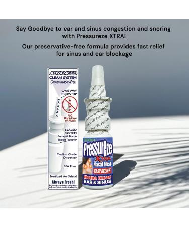 Pressureze Xtra - Natural- Preservative Free - Sterile Nasal Spray - for Severe Sinus Congestion Relief - Opens Blocked Ear Canals, Snoring - 245 Sprays, 34 ml (Pack of 1) 1.1 Fl Oz ( Pack of 1) - Buy Online on GoSupps.com