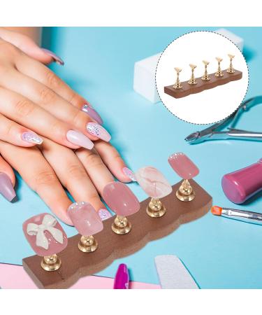 Baluue 1 Set Wooden Press on Nails Stand Painting Nails Holder False Nails Display Stand Magnetic Aurora Nail Holder with Base for Nail Salon False Nails Accessories - Buy Online on GoSupps.com