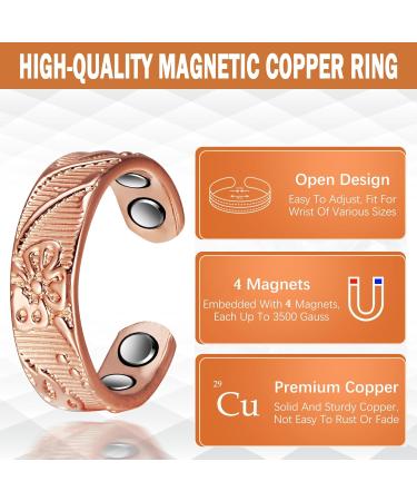 Yinox Magnetic Ring for Men & Women - 2.3-Inch Pure Copper with 4 Strong Magnets for Arthritis & Migraine Relief - Adjustable Magnetic Jewelry - Buy Online on GoSupps.com