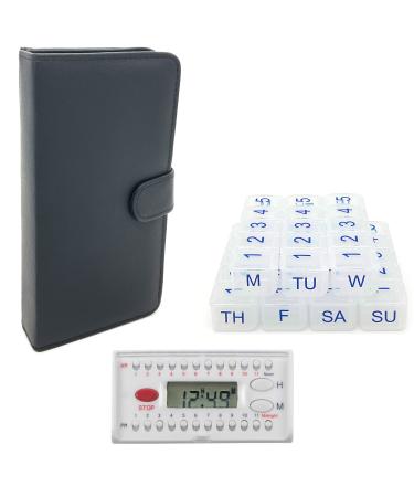 e-Pill 5 Times a Day x 7 Day Small Weekly Pill Organizer Vitamin and Medicine Pill Box - with Discreet Case and Pill Reminder
