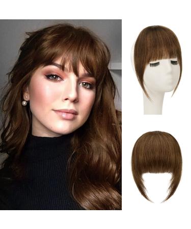 Sofeiyan pony clip in 100% remy real hair fringe bangs human hair clip in pony fringe extensions natural bangs with temple hair parts real hair hair extension for women French bangs reddish brown - Buy Online on GoSupps.com