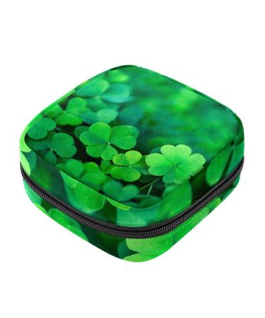 Women's napkin storage bag green four-leaf clover mental cup portable women's tapes storage bags female menstruation first period bag