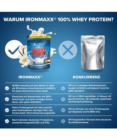 Ironmaxx 100% Whey Protein Powder - French Vanilla 500g | Water-Soluble Low-Sugar Protein | Buy Now for Global Shipping - Buy Online on GoSupps.com