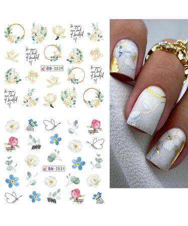 VOTACOS Flower Nail Art Stickers - 12 Sheets of Summer Lily Orchid & Butterfly Designs | Water Transfer Nail Decals for Women - Buy Online on GoSupps.com