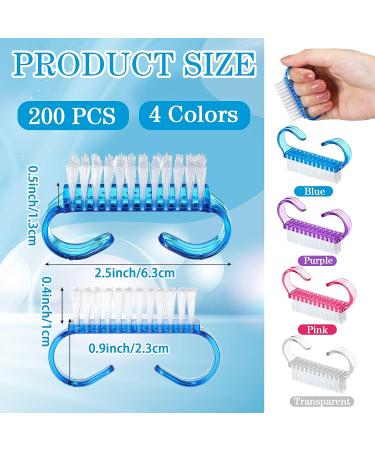200 Pcs Handle Grip Nail Brush - Fingernail Cleaning Scrubber for Men Women - Pedicure Tool in 4 Colors - Buy Online on GoSupps.com