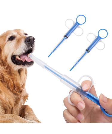 Pet Medicine Feeder 2Pcs Pet Pill Dispenser Reusable Pet Pill Dispenser for Feeding Small Animals Animal Feeding kit with 2 Soft Silicone Tip (Blue)