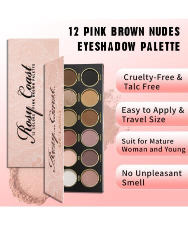 DE'LANCI Soft Pink Brown Eyeshadow Palette - 12 Color Matte Shimmer Nudes Neutral Palette for Natural or Smoky Eyes - Long Lasting, Ultra-Blendable Earth Tones for Women and Girls - Buy Online on GoSupps.com