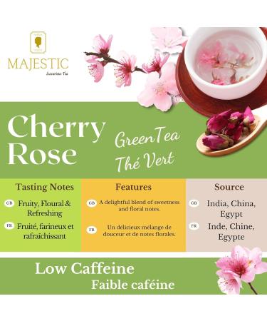 Majestic Tea| Sencha Kyoto Cherry Rose| Green Tea| Loose Leaf Pyramid Tea Bags| Eco-conscious Tea Bags | Individually Wrapped 20 Tea Bags|. - Buy Online on GoSupps.com