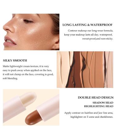 Boobeen Highlight and Contour Stick - Dual-ended Cream Makeup Pencil Kit for Long-lasting & Waterproof Contouring, Bronzing, and Highlighting - 01Light - Buy Online on GoSupps.com