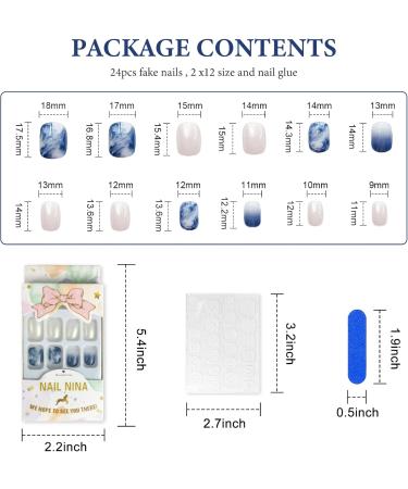 Andiker Press-On Nails 2 Styles Reusable Fake Nails Square and Short Nails with Prep Mini File and 2 Sheets of Jelly Glue DIY Press-On Manicure for Women Ladies (moonlight+ red plum) - Buy Online on GoSupps.com